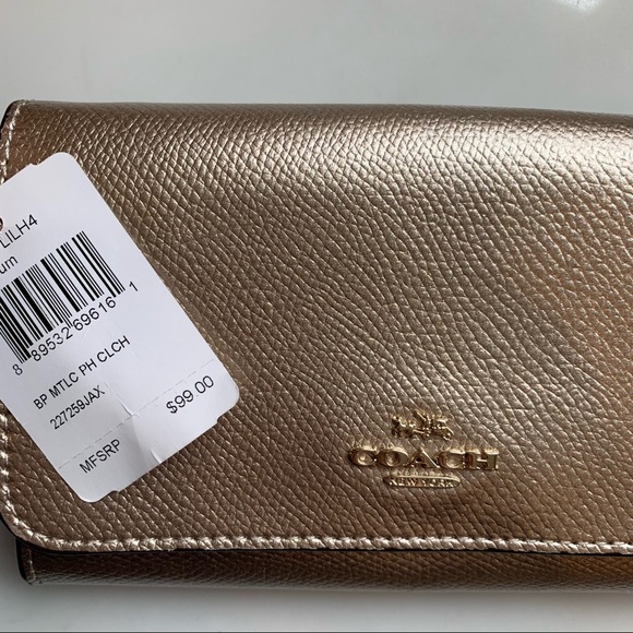 Coach gold metallic wallet clutch NWT - Picture 2 of 7
